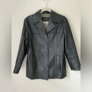 Vintage Leather Jacket Men’s Medium Y2K Reilly Olmes Black Button